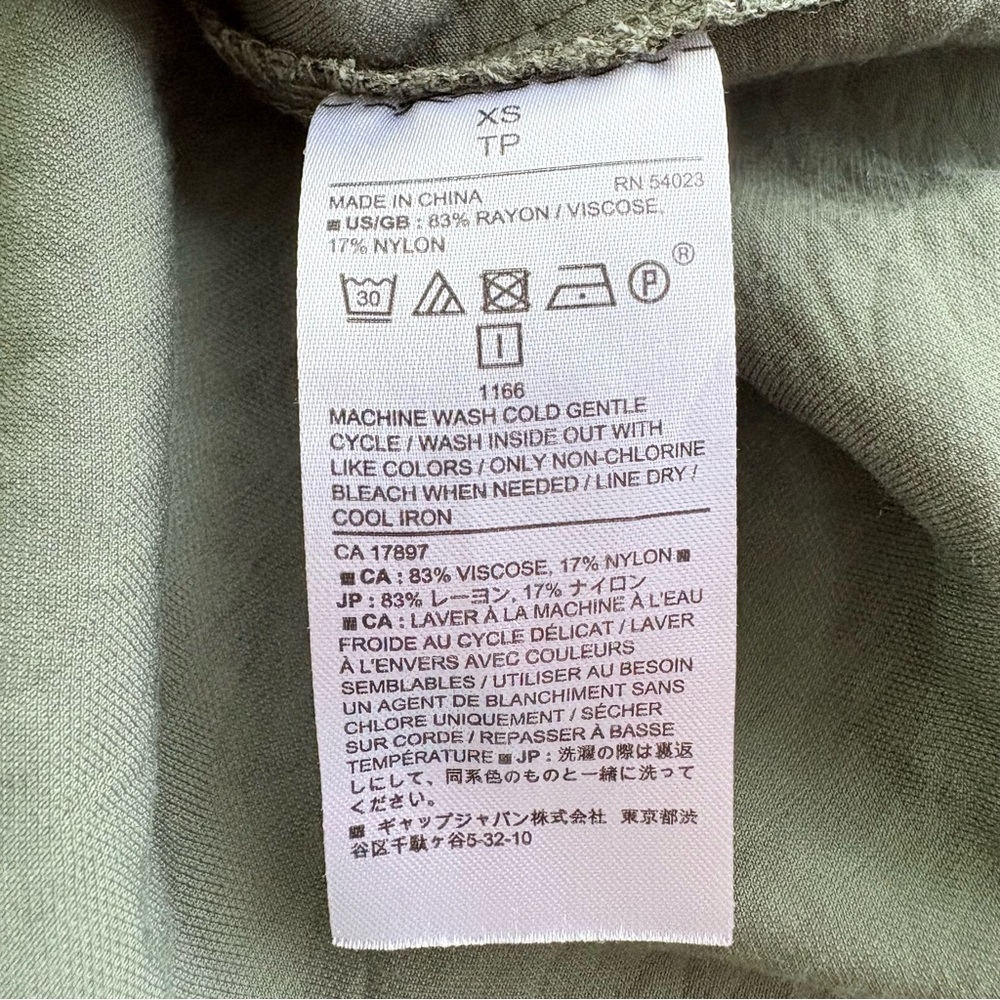 Banana Republic Button-Down Long Sleeve Maxi Kaftan Dress in Olive Green XS Tall - Picture 9 of 9